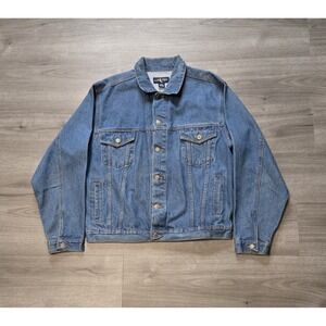 Vintage LUNA PIER New York‎ State Champs Mens Denim Jacket Blue  Size Large